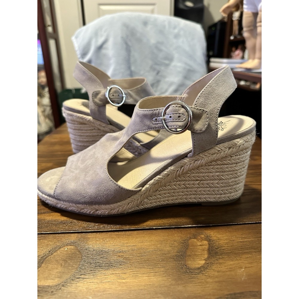LifeStride Tersa Blush Nude Comfort Memory Foam Peeptoe Wedge Espadrilles 10W